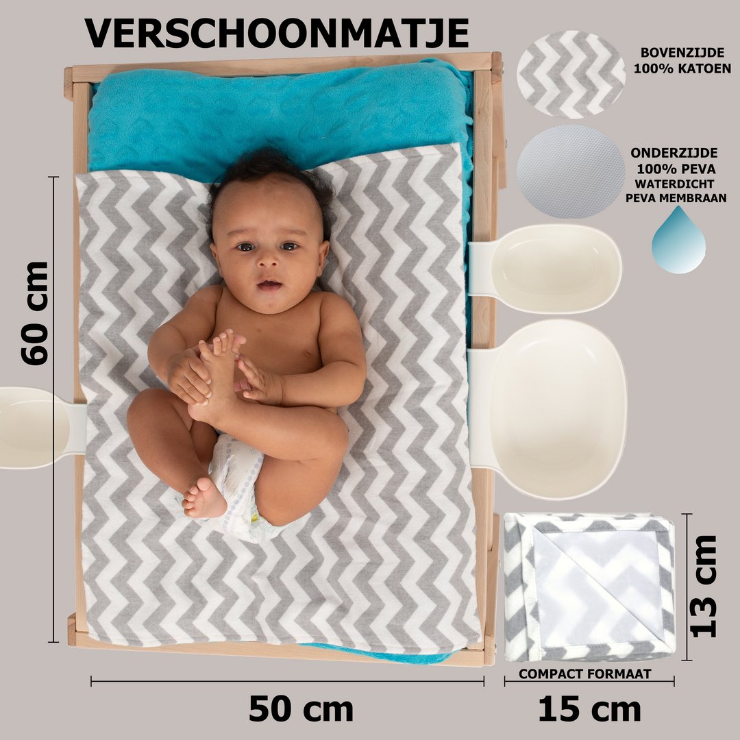 Verschoonmatje – 50 x 60cm – – Grijs