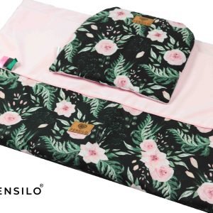 Babydeken - Baby dekbed - Dubbelzijdig dekbed met kussen -100cmx75cm- Plat kussen voor baby's – Zwart – Roze – WiegDeken- Ledikantdeken