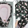 Babynestje – Roze- Zwart – Meisje - 90x50cm – XXL Baby Lounger – Baby Nest - Bloemen