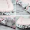 Babynestje – Roze- Bloemen – Meisje – 90x50cm – XXL Baby Lounger – Baby Nest – Nestje – FENSILO