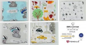 10 pack - stoffen luiers-spuugdoekjes-bedrukt