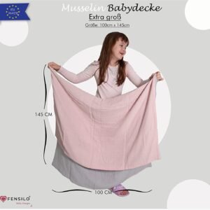 FENSILO Musselin Babydecke Baumwolle – zweilagige Swaddle 100x 145 cm,