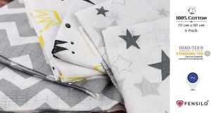 Fensilo, unisex, baby, love, babydecke, weiß, boy, girl, Baumwolle, Decke, 70cmx80cm, 6 pack Baby Mulltücher; Mullwindeln; Spucktücher; fensilo; mulltücher baby; mulltücher baby mädchen; spucktücher baby; spucktücher baby mädchen; spucktuch junge; Fensilo baby; Fensilo baby blanket; blanket; baby blanket; newborn; object; knitted, crown, star, king