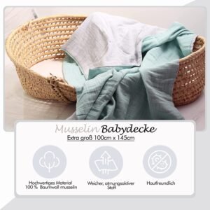 Fensilo unisex baby love babydecke Grau girl boy Baumwolle Decke