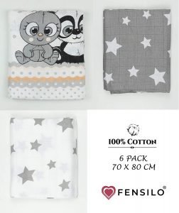 Fensilo, unisex, baby, love, babydecke, weiß, girl, Baumwolle, Decke, 70cmx80cm, 6 pack Baby Mulltücher; Mullwindeln; Spucktücher; fensilo; mulltücher baby; mulltücher baby mädchen; spucktücher baby; spucktücher baby mädchen; spucktuch junge; Fensilo baby; Fensilo baby blanket; blanket; baby blanket; newborn; object; knitted, gray star, teddybear, panda