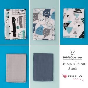 Fensilo, unisex, baby, love, babydecke, weiß, boy, girl, Baumwolle, Decke, 34cmx34cm, 5 pack Baby Mulltücher; Mullwindeln; Spucktücher; fensilo; mulltücher baby; mulltücher baby mädchen; spucktücher baby; spucktücher baby mädchen; spucktuch junge; Fensilo baby; Fensilo baby blanket, blanket, baby blanket, newborn, blu, gray, shapes, car
