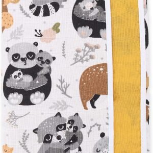 Fensilo, unisex, baby, love, babydecke, Gelbe Decke, girl, boy, Baumwolle, Decke, 70cmx100cm, flowers, waschbar, Panda, adorable animals; cute animals; animal designs;