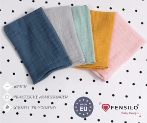 Fensilo, unisex, baby, love, babydecke, weiß, boy, girl, Baumwolle, Decke, 34cmx34cm, 5 pack Baby Mulltücher; Mullwindeln; Spucktücher; fensilo; mulltücher baby; mulltücher baby mädchen; spucktücher baby; spucktücher baby mädchen; spucktuch junge; Fensilo baby; Fensilo baby blanket, blanket, baby blanket, newborn, Blau, Grau, Rosa, Grün, Gelb