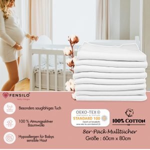 Baby Mulltücher; Mullwindeln; Spucktücher; fensilo; mulltücher baby; mulltücher baby mädchen; spucktücher baby; spucktücher baby mädchen; spucktuch junge; Fensilo baby; Fensilo baby blanket; blanket; baby blanket; newborn; object; knitted; top view; Fensilo.com; white blanket; white; background; beautiful; indoors; sheet; cover; fabric; wash; cushion; bed; polyester; satin; protection; swaddle blanket; comfortable; cotton; hypoallergenic; cute; design; washable; warm; comfy; care; soft; bedroom; set; size; crib; baby crib; outdoor; playground; vacation; park; sleep; colorful; breathable; layers; 2 layers; premium; materials; premium materials; high-quality; quality; unisex; 8 set blankets; white cloth; pack; pack of 8;