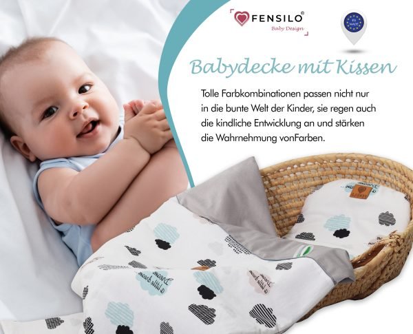 Baby Mulltücher; Mullwindeln; Spucktücher; fensilo; mulltücher baby; mulltücher baby mädchen; spucktücher baby; spucktücher baby mädchen; spucktuch junge; Fensilo baby; Fensilo baby blanket; blanket; baby blanket; newborn; object; knitted; top view; Fensilo.com; beautiful; indoors; sheet; female; male; cover; fabric; wash; cushion; bed; polyester; satin; feminine; protection; white; swaddle blanket; pillow; white pillow; comfortable; cotton; hypoallergenic; cute; design; washable; girl; boy; baby boy; baby girl; warm; comfy; care; soft; bedroom; set; size; baby pillow; adorable blanket; white background; clouds; colorful clouds; Dream a little dream; black clouds; blue clouds; grey clouds; gray baby blanket; gray blanket;