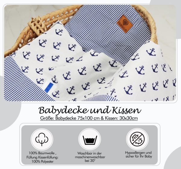 Baby Mulltücher; Mullwindeln; S pucktücher; fensilo; mulltücher baby; mulltücher baby mädchen; spucktücher baby; spucktücher baby mädchen; spucktuch junge; Fensilo baby; Fensilo baby blanket; blanket; baby blanket; newborn; object; knitted; top view; Fensilo.com; beautiful; indoors; sheet; female; cover; fabric; wash; cushion; bed; polyester; satin; protection; white; swaddle blanket; pillow; white pillow; comfortable; cotton; hypoallergenic; cute; design; washable; baby boy; boy; baby girl; warm; comfy; care; soft; bedroom; set; size; baby pillow; adorable blanket; white background; blue; blue blanket; anchor; sea; ocean; marine; water;