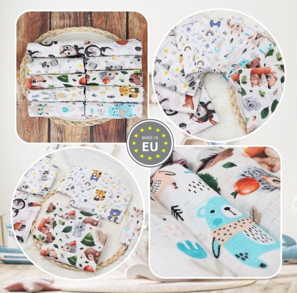 Baby Mulltücher; Mullwindeln; Spucktücher; fensilo; mulltücher baby; mulltücher baby mädchen; spucktücher baby; spucktücher baby mädchen; spucktuch junge; Fensilo baby; Fensilo baby blanket; blanket; baby blanket; newborn; object; knitted; top view; Fensilo.com; white blanket; white; background; beautiful; indoors; sheet; cover; fabric; wash; cushion; bed; polyester; satin; protection; swaddle blanket; comfortable; cotton; hypoallergenic; cute; design; washable; warm; comfy; care; soft; bedroom; set; size; crib; baby crib; outdoor; playground; vacation; park; sleep; colorful; breathable; layers; 2 layers; premium; materials; premium materials; high-quality; quality; unisex; 10 set blankets; animals; adorable animals; forest animals; cute animals; smilling animals; antartic animlas; snow; cold; bear; penguin; squirrel; rabbit; rox; tree; apple; rainbow; leaves; ballon; black; brown; flowers;