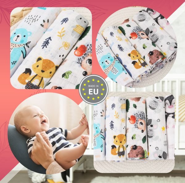 Baby Mulltücher; Mullwindeln; Spucktücher; fensilo; mulltücher baby; mulltücher baby mädchen; spucktücher baby; spucktücher baby mädchen; spucktuch junge; Fensilo baby; Fensilo baby blanket; blanket; baby blanket; newborn; object; knitted; top view; Fensilo.com; white blanket; white; background; beautiful; indoors; sheet; cover; fabric; wash; cushion; bed; polyester; satin; protection; swaddle blanket; comfortable; cotton; hypoallergenic; cute; design; washable; warm; comfy; care; soft; bedroom; set; size; crib; baby crib; outdoor; playground; vacation; park; sleep; colorful; breathable; layers; 2 layers; premium; materials; premium materials; high-quality; quality; unisex; 5 set blankets; animals; adorable animals; forest animals; cute animals; smilling animals; antartic animlas; snow; cold; bear; penguin; squirrel; rabbit; rox; tree; apple; rainbow; leaves; ballon; black; brown; flowers;