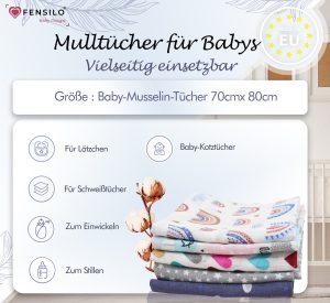 Baby Mulltücher; Mullwindeln; Spucktücher; fensilo; mulltücher baby; mulltücher baby mädchen; spucktücher baby; spucktücher baby mädchen; spucktuch junge; Fensilo baby; Fensilo baby blanket; blanket; baby blanket; newborn; object; knitted; top view; Fensilo.com; white blanket; white; background; beautiful; indoors; sheet; cover; fabric; wash; cushion; bed; polyester; satin; protection; swaddle blanket; comfortable; cotton; hypoallergenic; cute; design; washable; warm; comfy; care; soft; bedroom; set; size; crib; baby crib; outdoor; playground; vacation; park; sleep; colorful; breathable; layers; 2 layers; premium; materials; premium materials; high-quality; quality; unisex; 5 set blankets; animals; adorable animals; forest animals; cute animals; smilling animals; rabbit; rainbow; heart; stars; clouds; cute bunny; colorful hearts; white starts; colorful clouds;