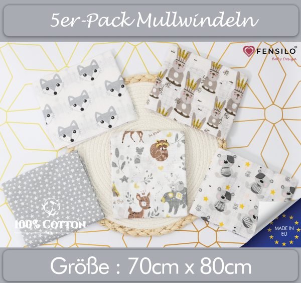 Baby Mulltücher; Mullwindeln; Spucktücher; fensilo; mulltücher baby; ulltücher baby mädchen; pucktücher baby mädchen; spucktuch junge; ensilo baby blanket; blanket; baby blanket; newborn; object; nitted; top view; Fensilo.com; white blanket; white; background; eautiful; indoors; sheet; cover; fabric; wash; cushion; ed; polyester; satin; protection; swaddle blanket; comfortable; otton; hypoallergenic; cute; design; washable; warm; omfy; care; soft; bedroom; set; size; crib; baby crib; outdoor; layground; vacation; park; sleep; colorful; breathable; ayers; 2 layers; premium; materials; premium materials; igh-quality; quality; unisex; 5 set blankets; ray; adorable animals; forest animals; rabbit; deer; indian hut; bear; stars; spucktücher baby; Fensilo baby;