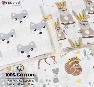 Baby Mulltücher; Mullwindeln; Spucktücher; fensilo; mulltücher baby; ulltücher baby mädchen; pucktücher baby mädchen; spucktuch junge; ensilo baby blanket; blanket; baby blanket; newborn; object; nitted; top view; Fensilo.com; white blanket; white; background; eautiful; indoors; sheet; cover; fabric; wash; cushion; ed; polyester; satin; protection; swaddle blanket; comfortable; otton; hypoallergenic; cute; design; washable; warm; omfy; care; soft; bedroom; set; size; crib; baby crib; outdoor; layground; vacation; park; sleep; colorful; breathable; ayers; 2 layers; premium; materials; premium materials; igh-quality; quality; unisex; 5 set blankets; ray; adorable animals; forest animals; rabbit; deer; indian hut; bear; stars; spucktücher baby; Fensilo baby;
