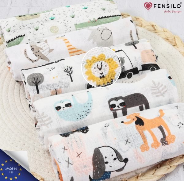 Baby Mulltücher; Mullwindeln; Spucktücher; fensilo; mulltücher baby; ulltücher baby mädchen; pucktücher baby mädchen; spucktuch junge; ensilo baby blanket; blanket; baby blanket; newborn; object; nitted; top view; Fensilo.com; white blanket; white; background; eautiful; indoors; sheet; cover; fabric; wash; cushion; ed; polyester; satin; protection; swaddle blanket; comfortable; otton; hypoallergenic; cute; design; washable; warm; omfy; care; soft; bedroom; set; size; crib; baby crib; outdoor; layground; vacation; park; sleep; colorful; breathable; ayers; 2 layers; premium; materials; premium materials; igh-quality; quality; unisex; 5 set blankets; hite; adorable animals; forest animals; tree; luggage; glasses; sloth; crocodille; hippopotamus; poodle; elephant; grass; dogs; spucktücher baby; Fensilo baby;