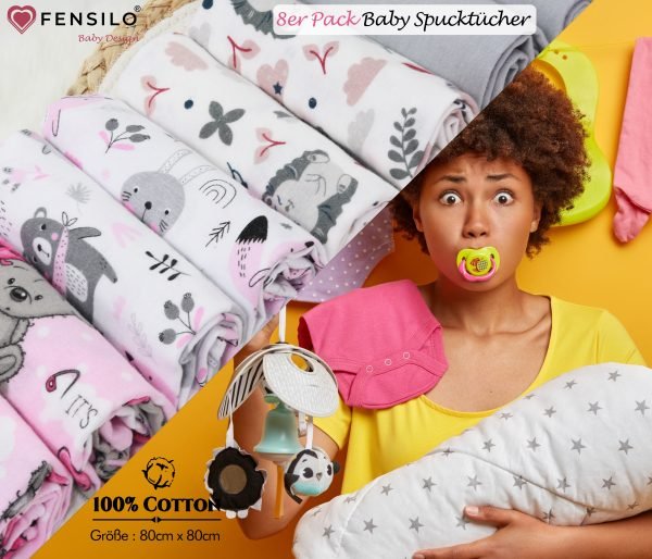 Baby Mulltücher; Mullwindeln; Spucktücher; fensilo; mulltücher baby; mulltücher baby mädchen; spucktücher baby; spucktücher baby mädchen; spucktuch junge; Fensilo baby; Fensilo baby blanket; blanket; baby blanket; newborn; object; knitted; top view; Fensilo.com; white blanket; white; background; beautiful; indoors; sheet; cover; fabric; wash; cushion; bed; polyester; satin; protection; swaddle blanket; comfortable; cotton; hypoallergenic; cute; design; washable; warm; comfy; care; soft; bedroom; set; size; crib; baby crib; outdoor; playground; vacation; park; sleep; colorful; breathable; layers; 2 layers; premium; materials; premium materials; high-quality; quality; unisex; 8 set blankets; girly; women; girl; pink; adorable animals; cute animals; bear; squirrel; rabbit; forest animals; maternity; pregnant; Gray;
