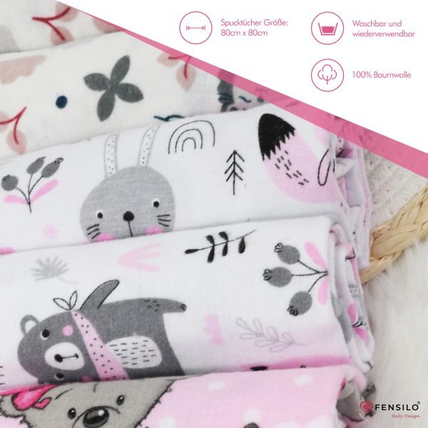 Baby Mulltücher; Mullwindeln; Spucktücher; fensilo; mulltücher baby; mulltücher baby mädchen; spucktücher baby; spucktücher baby mädchen; spucktuch junge; Fensilo baby; Fensilo baby blanket; blanket; baby blanket; newborn; object; knitted; top view; Fensilo.com; white blanket; white; background; beautiful; indoors; sheet; cover; fabric; wash; cushion; bed; polyester; satin; protection; swaddle blanket; comfortable; cotton; hypoallergenic; cute; design; washable; warm; comfy; care; soft; bedroom; set; size; crib; baby crib; outdoor; playground; vacation; park; sleep; colorful; breathable; layers; 2 layers; premium; materials; premium materials; high-quality; quality; unisex; 8 set blankets; girly; women; girl; pink; adorable animals; cute animals; bear; squirrel; rabbit; forest animals; maternity; pregnant; Gray;