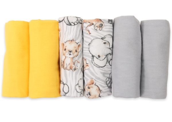Baby Mulltücher; Mullwindeln; Spucktücher; fensilo; mulltücher baby; mulltücher baby mädchen; spucktücher baby; spucktücher baby mädchen; spucktuch junge; Fensilo baby; Fensilo baby blanket; blanket; baby blanket; newborn; object; knitted; top view; Fensilo.com; white blanket; white; background; beautiful; indoors; sheet; cover; fabric; wash; cushion; bed; polyester; satin; protection; swaddle blanket; comfortable; cotton; hypoallergenic; cute; design; washable; warm; comfy; care; soft; bedroom; set; size; crib; baby crib; outdoor; playground; vacation; park; sleep; colorful; breathable; layers; 2 layers; premium; materials; premium materials; high-quality; quality; unisex; 6 set blankets; Yellow; Gray; Cute animals; adorable animals; baby elephant; baby lion;