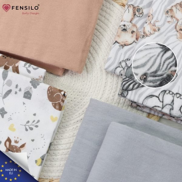Baby Mulltücher; Mullwindeln; Spucktücher; fensilo; mulltücher baby; mulltücher baby mädchen; spucktücher baby; spucktücher baby mädchen; spucktuch junge; Fensilo baby; Fensilo baby blanket; blanket; baby blanket; newborn; object; knitted; top view; Fensilo.com; white blanket; white; background; beautiful; indoors; sheet; cover; fabric; wash; cushion; bed; polyester; satin; protection; swaddle blanket; comfortable; cotton; hypoallergenic; cute; design; washable; warm; comfy; care; soft; bedroom; set; size; crib; baby crib; outdoor; playground; vacation; park; sleep; colorful; breathable; layers; 2 layers; premium; materials; premium materials; high-quality; quality; unisex; 6 set blankets; Gray; Brown; animal design; adorable animals; cute animals; deer; indian hut; leaves; elephant; Zebra;