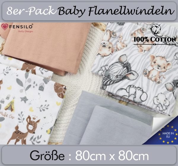 Baby Mulltücher; Mullwindeln; Spucktücher; fensilo; mulltücher baby; mulltücher baby mädchen; spucktücher baby; spucktücher baby mädchen; spucktuch junge; Fensilo baby; Fensilo baby blanket; blanket; baby blanket; newborn; object; knitted; top view; Fensilo.com; white blanket; white; background; beautiful; indoors; sheet; cover; fabric; wash; cushion; bed; polyester; satin; protection; swaddle blanket; comfortable; cotton; hypoallergenic; cute; design; washable; warm; comfy; care; soft; bedroom; set; size; crib; baby crib; outdoor; playground; vacation; park; sleep; colorful; breathable; layers; 2 layers; premium; materials; premium materials; high-quality; quality; unisex; 6 set blankets; Gray; Brown; animal design; adorable animals; cute animals; deer; indian hut; leaves; elephant; Zebra;