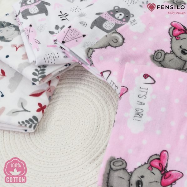 Baby Mulltücher; Mullwindeln; Spucktücher; fensilo; mulltücher baby; mulltücher baby mädchen; spucktücher baby; spucktücher baby mädchen; spucktuch junge; Fensilo baby; Fensilo baby blanket; blanket; baby blanket; newborn; object; knitted; top view; Fensilo.com; white blanket; white; background; beautiful; indoors; sheet; cover; fabric; wash; cushion; bed; polyester; satin; protection; swaddle blanket; comfortable; cotton; hypoallergenic; cute; design; washable; warm; comfy; care; soft; bedroom; set; size; crib; baby crib; outdoor; playground; vacation; park; sleep; colorful; breathable; layers; 2 layers; premium; materials; premium materials; high-quality; quality; unisex; 6 set blankets; girly; women; girl; pink; adorable animals; cute animals; bear; squirrel; rabbit; forest animals; maternity; pregnant;