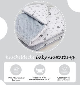 Baby Mulltücher; Mullwindeln; Spucktücher; fensilo; mulltücher baby; mulltücher baby mädchen; spucktücher baby; spucktücher baby mädchen; spucktuch junge; Fensilo baby; Fensilo baby blanket; blanket; baby blanket; newborn; object; knitted; top view; Fensilo.com; white blanket; white; background; beautiful; indoors; sheet; cover; fabric; wash; cushion; bed; polyester; satin; protection; swaddle blanket; comfortable; cotton; hypoallergenic; cute; design; washable; warm; comfy; care; soft; bedroom; set; size; crib; baby crib; outdoor; playground; vacation; park; sleep; colorful; breathable; layers; 2 layers; premium; materials; premium materials; high-quality; quality; unisex; 70cmx100xcm; soft blanket; blanket with gray stars;