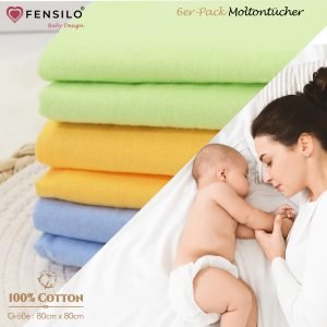 Baby Mulltücher; Mullwindeln; Spucktücher; fensilo; mulltücher baby; mulltücher baby mädchen; spucktücher baby; spucktücher baby mädchen; spucktuch junge; Fensilo baby; Fensilo baby blanket; blanket; baby blanket; newborn; object; knitted; top view; Fensilo.com; white blanket; white; background; beautiful; indoors; sheet; cover; fabric; wash; cushion; bed; polyester; satin; protection; swaddle blanket; comfortable; cotton; hypoallergenic; cute; design; washable; warm; comfy; care; soft; bedroom; set; size; crib; baby crib; outdoor; playground; vacation; park; sleep; colorful; breathable; layers; 2 layers; premium; materials; premium materials; high-quality; quality; unisex; 6 set blankets; Yellow; blue; green; colorful blankets;