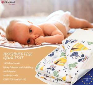 Baby Mulltücher; Mullwindeln; Spucktücher; fensilo; mulltücher baby; mulltücher baby mädchen; spucktücher baby; spucktücher baby mädchen; spucktuch junge; Fensilo baby; Fensilo baby blanket; blanket; baby blanket; newborn; object; knitted; top view; Fensilo.com; white blanket; white; background; beautiful; indoors; sheet; cover; fabric; wash; cushion; bed; polyester; satin; protection; swaddle blanket; comfortable; cotton; hypoallergenic; cute; design; washable; warm; comfy; care; soft; bedroom; set; size; crib; baby crib; outdoor; playground; vacation; park; sleep; colorful; breathable; layers; 2 layers; premium; materials; premium materials; high-quality; quality; unisex; large blanket; wide blanket; long; wide; comfortable blanket; adorable design; adorable animals; lovely animals; luxurious design; deer; leaves; indian hut;