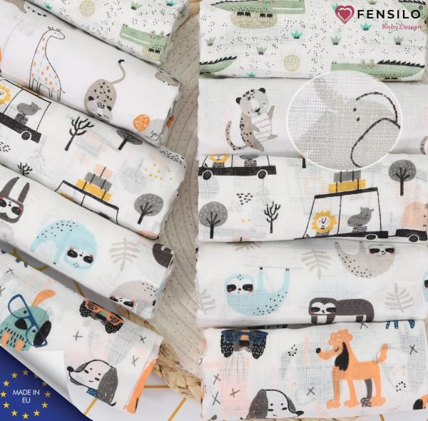 Baby Mulltücher; Mullwindeln; Spucktücher; fensilo; mulltücher baby; mulltücher baby mädchen; spucktücher baby; spucktücher baby mädchen; spucktuch junge; Fensilo baby; Fensilo baby blanket; blanket; baby blanket; newborn; object; knitted; top view; Fensilo.com; white blanket; white; background; beautiful; indoors; sheet; cover; fabric; wash; cushion; bed; polyester; satin; protection; swaddle blanket; comfortable; cotton; hypoallergenic; cute; design; washable; warm; comfy; care; soft; bedroom; set; size; crib; baby crib; outdoor; playground; vacation; park; sleep; colorful; breathable; layers; 2 layers; premium; materials; premium materials; high-quality; quality; unisex; 10 set blankets; adorable animals; cute animals; crocodile; sloth; dogs; elephant; tiger; giraffe; trees; shades; colorful animals; lovely animals;