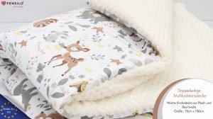Baby Mulltücher; Mullwindeln; Spucktücher; fensilo; mulltücher baby; mulltücher baby mädchen; spucktücher baby; spucktücher baby mädchen; spucktuch junge; Fensilo baby; Fensilo baby blanket; blanket; baby blanket; newborn; object; knitted; top view; Fensilo.com; white blanket; white; background; beautiful; indoors; sheet; cover; fabric; wash; cushion; bed; polyester; satin; protection; swaddle blanket; comfortable; cotton; hypoallergenic; cute; design; washable; warm; comfy; care; soft; bedroom; set; size; crib; baby crib; outdoor; playground; vacation; park; sleep; colorful; breathable; layers; 2 layers; premium; materials; premium materials; high-quality; quality; unisex; large blanket; wide blanket; long; wide; comfortable blanket; adorable design; adorable animals; lovely animals; luxurious design; deer; leaves; indian hut;