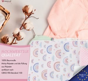 Baby Mulltücher; Mullwindeln; Spucktücher; fensilo; mulltücher baby; mulltücher baby mädchen; spucktücher baby; spucktücher baby mädchen; spucktuch junge; Fensilo baby; Fensilo baby blanket; blanket; baby blanket; newborn; object; knitted; top view; Fensilo.com; background; beautiful; indoors; sheet; cover; fabric; wash; cushion; bed; polyester; satin; protection; swaddle blanket; comfortable; cotton; hypoallergenic; cute; design; washable; warm; comfy; care; soft; bedroom; set; size; baby pillow; crib; baby crib; outdoor; playground; vacation; park; sleep; colorful; breathable; layers; 2 layers; premium; materials; premium materials; high-quality; quality; indoor; girl; baby girl; rainbow; colorful rainbow; pregnant; maternity; adorable blanket; pretty design; baby girl blanket;