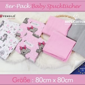 Baby Mulltücher; Mullwindeln; Spucktücher; fensilo; mulltücher baby; mulltücher baby mädchen; spucktücher baby; spucktücher baby mädchen; spucktuch junge; Fensilo baby; Fensilo baby blanket; blanket; baby blanket; newborn; object; knitted; top view; Fensilo.com; white blanket; white; background; beautiful; indoors; sheet; cover; fabric; wash; cushion; bed; polyester; satin; protection; swaddle blanket; comfortable; cotton; hypoallergenic; cute; design; washable; warm; comfy; care; soft; bedroom; set; size; crib; baby crib; outdoor; playground; vacation; park; sleep; colorful; breathable; layers; 2 layers; premium; materials; premium materials; high-quality; quality; unisex; 8 set blankets; girly; women; girl; pink; adorable animals; cute animals; bear; rabbit; forest animals; maternity; pregnant; Gray;