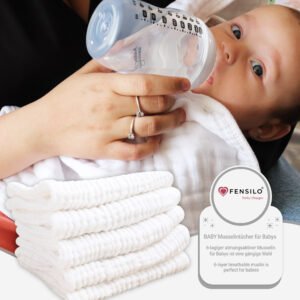 FENSILO Mulltücher Baby – Spucktücher Baby - 6 Schichten Saugstark Mullwindeln 5er Pack 35x50 cm