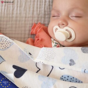 Moltontücher, 5er Pack-Flanellwindeln aus 100% Baumwolle-80x80cm,Moltonwindel Spucktücher Baby, Spucktuch Flanell Moltontuch Heart Blue & Pink