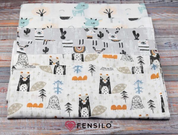 FENSILO - Mulldoeken, luiers voor baby's, verpakking van 6 stuks, 70 x 80 cm, stoffen luiers, made in EU, getest op schadelijke stoffen, spuugdoeken baby voor jongens en meisjes, grijs, lama - Image 3