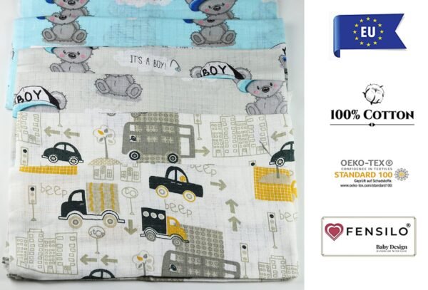 FENSILO - hydrofieldoekjes - luiers - verpakking van 6 stuks 70 x 80 cm - stoffen luiers - Made in EU, getest op schadelijke stoffen - spuugdoeken baby jongen - blauw Fensilo - Image 6
