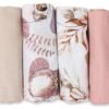 FENSILO|Baby|Katoenen mousseline|4pack|65x70 cm|Hydrofiele Luiers|Hydrofiele Doeken|jongens en meisjes|gaasluiers|babyluiers - roze-beige dieren