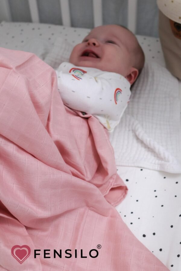 FENSILO|Baby|Katoenen mousseline|4pack|65x70 cm|Hydrofiele Luiers|Hydrofiele Doeken|jongens en meisjes|gaasluiers|babyluiers roze, wit, beige, grijs - Image 3