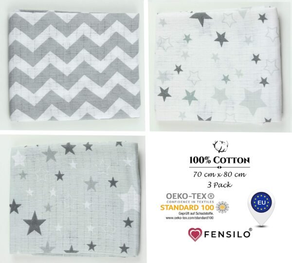Spuugdoekjes voor baby's, voor jongens en meisjes, hydrofieldoeken, 3 stuks, 70 x 80 cm, stoffen luiers, made in EU, getest op schadelijke stoffen baby luiers - Image 4