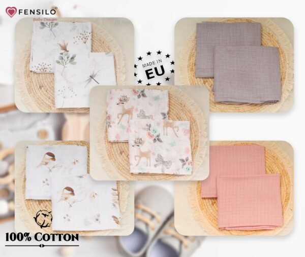 FENSILO Mullluiers | Mulldoeken - Pack van 10 70 x 80 cm | stoffen luiers | afvegen en afdekken van pasgeborenen | mousseline doeken voor baby's | koffie - Image 8