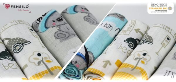 FENSILO - hydrofieldoekjes - luiers - verpakking van 6 stuks 70 x 80 cm - stoffen luiers - Made in EU, getest op schadelijke stoffen - spuugdoeken baby jongen - blauw Fensilo - Image 8