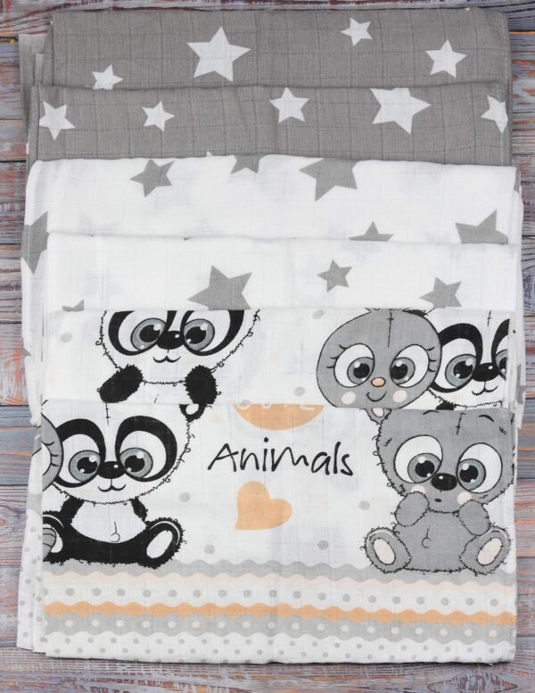 FENSILO - hydrofieldoekjes - luiers - verpakking van 6 stuks 70 x 80 cm - stoffen luiers, Made in EU, getest op schadelijke stoffen - spuugdoeken baby voor jongens en meisjes - grijs - wit - Image 6