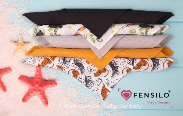 FENSILO|Baby|Katoenen mousseline|4pack|65x70 cm|Hydrofiele Luiers|Hydrofiele Doeken|jongens en meisjes|gaasluiers|babyluiers auto en planeten - Image 6