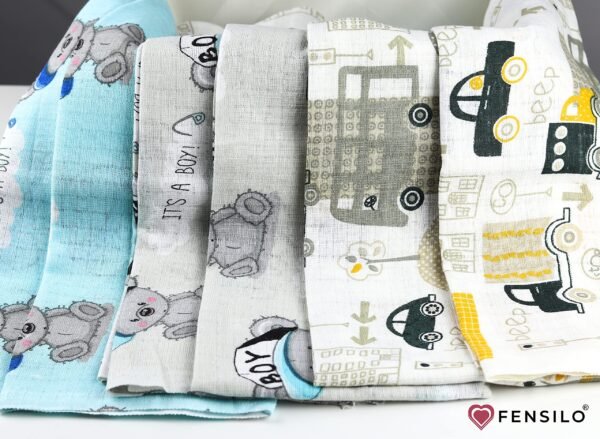 FENSILO - hydrofieldoekjes - luiers - verpakking van 6 stuks 70 x 80 cm - stoffen luiers - Made in EU, getest op schadelijke stoffen - spuugdoeken baby jongen - blauw Fensilo - Image 7