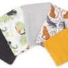 FENSILO|Baby|Katoenen mousseline|4pack|65x70 cm|Hydrofiele Luiers|Hydrofiele Doeken|jongens en meisjes|gaasluiers|babyluiers zwart, blauw, geel, beige