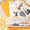 FENSILO|Baby|Katoenen mousseline|4pack|65x70 cm|Hydrofiele Luiers|Hydrofiele Doeken|jongens en meisjes|gaasluiers|babyluiers - geel, beige, & 2 dieren - Image 4