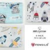 Fensilo Stofluiers, verpakking van 6 stuks, 70 x 80 cm, stoffen luiers, made in EU, getest op schadelijke stoffen, spuugdoeken voor baby's en jongens, blauw - Image 7