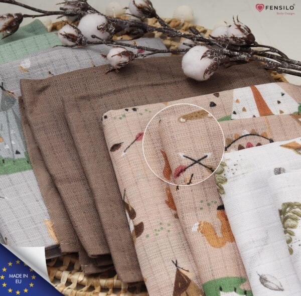 FENSILO Mullluiers | Mulldoeken - Pack van 10 70 x 80 cm | stoffen luiers | afvegen en afdekken van pasgeborenen | mousseline doeken voor baby's | Rainbow - Image 9